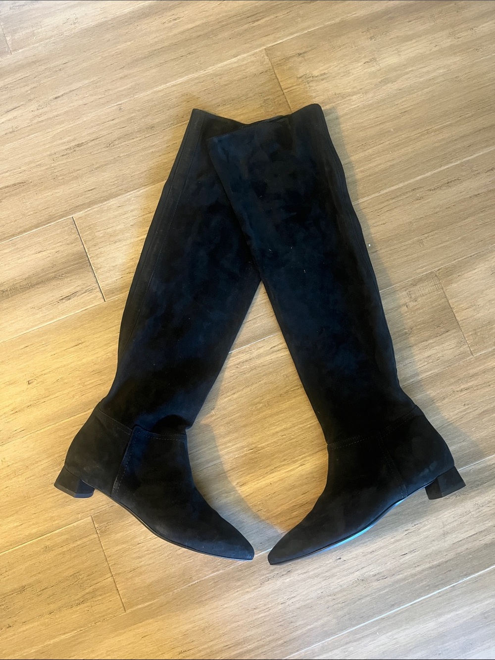 AGL Made in Italy Leather Suede Knee High Slouchy Boots Black 37 1/2 Sz 7